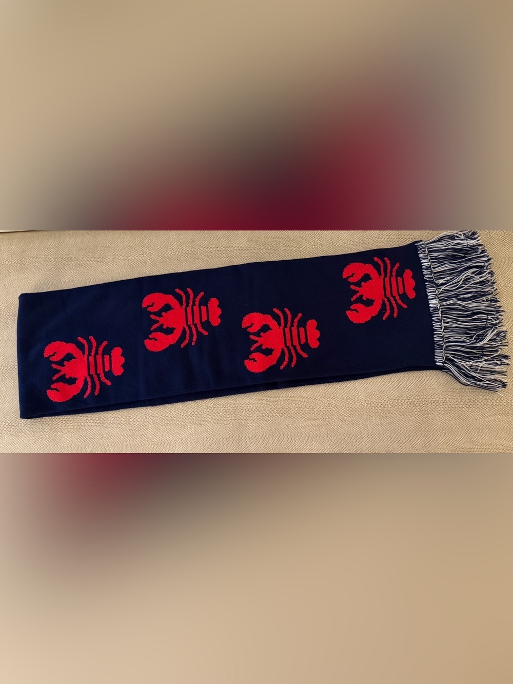 Navy and White Boston Red Lobster Scarf - Picture 6 of 8